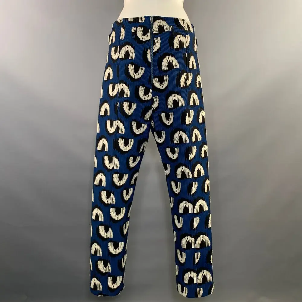RACHEL COMEY Size 8 Blue Black & White Nylon Blend Geometric Casual Pants